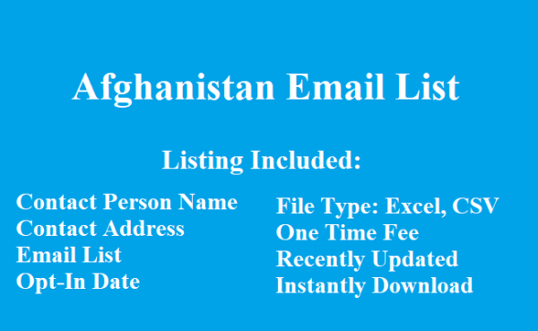 Afghanistan B2B List Small Package