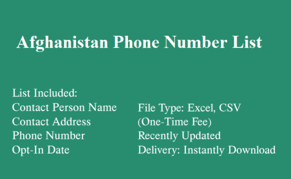 Afghanistan phone number database