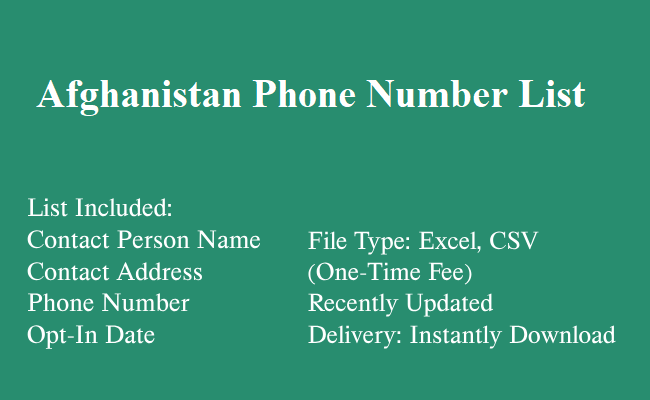 阿富汗号码数据库