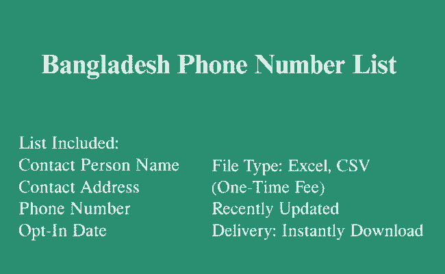 Bangladesh Phone Number List