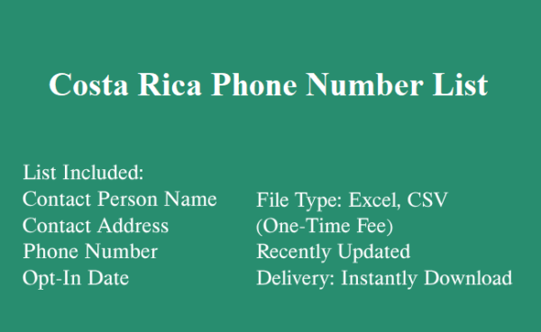 Costa Rica phone number database