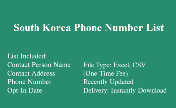 South korea phone number database