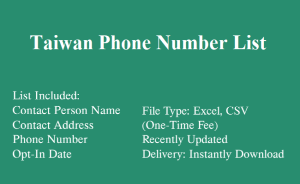 Taiwan phone number database